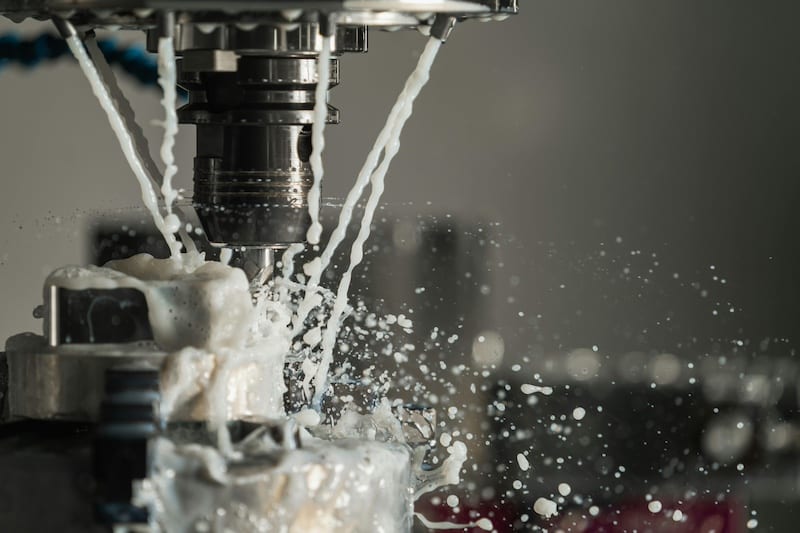CNC machine with industrial monitoring sensors for predictive maintenance